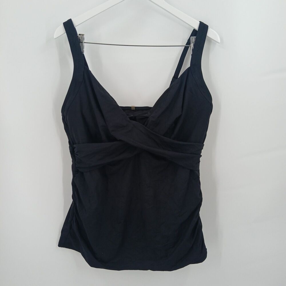 womans black land's end plus size 18 bikini tankini top swimwear bathing suit